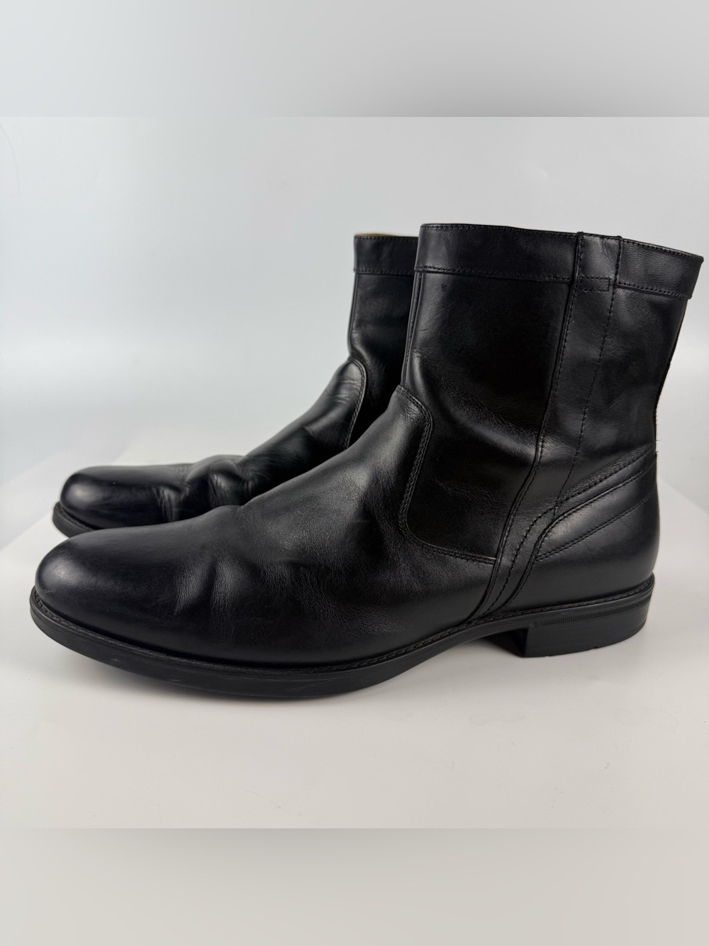 Florsheim Midtown Plain Toe Zip Boots Men's 12D Black Leather Comfortech